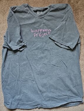 Happiness Project Graphic Tee - Grey with Pink Logo